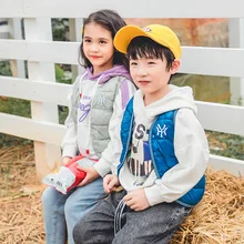 Yi huang/детский однотонный пуховый хлопковый жилет для мальчиков и девочек детская одежда с хлопковой подкладкой