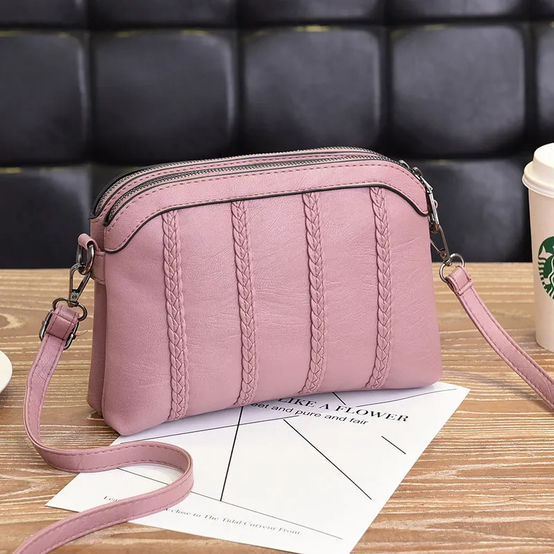 Pink Aosbos женские маленькие сумки через плечо из искусственной кожи, модная сумка через плечо, женская сумка-тоут, дизайнерские тканые сумочки - Цвет: Pink