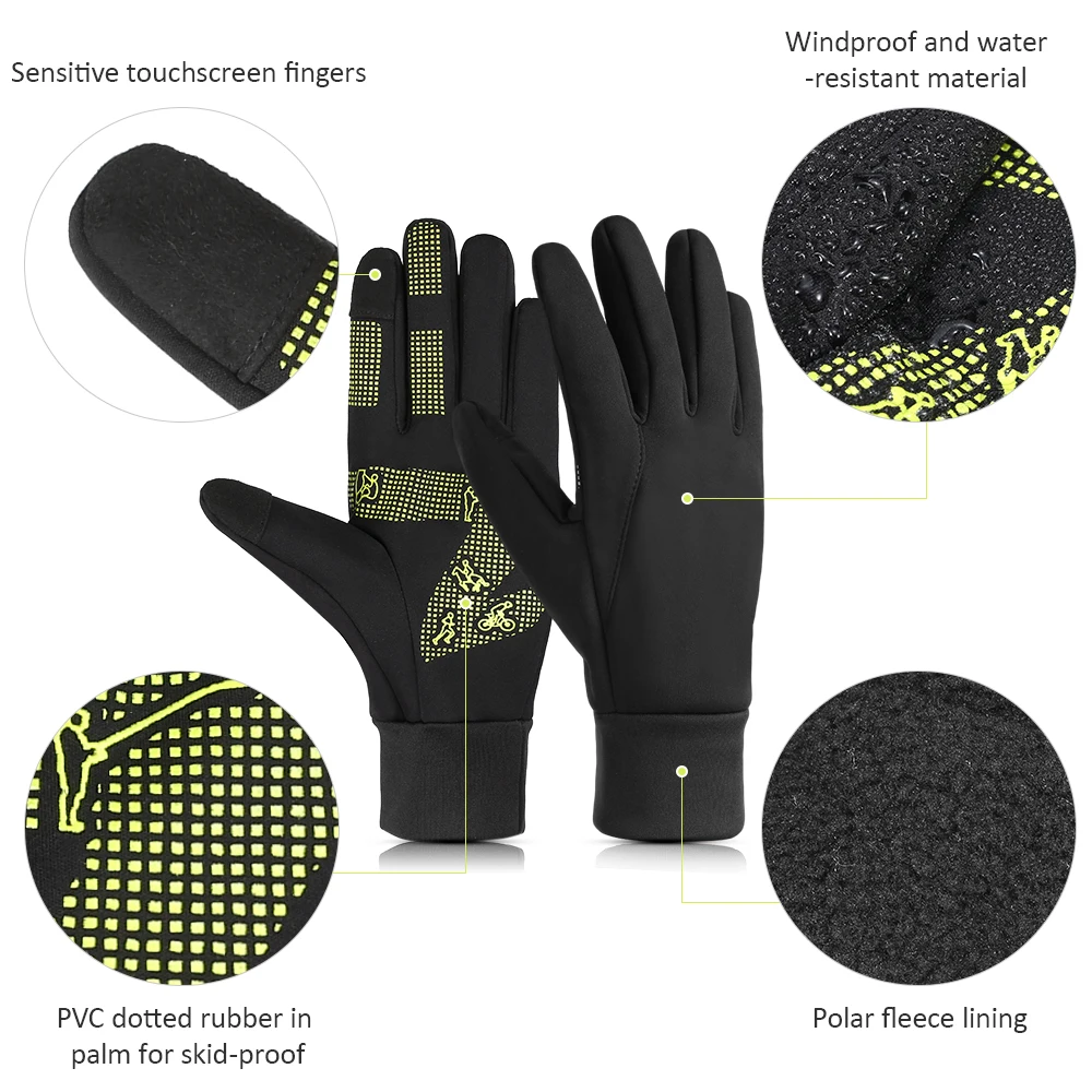 Уличные зимние перчатки, ветрозащитные теплые перчатки, морозостойкие перчатки с сенсорным экраном для вождения, езды на велосипеде, бега, рыбалки, альпинизма