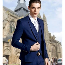 

2022 Latest Peak Lapel Design Men's Royal Blue Suits Hot Selling One Button Fashion Casual Wear Blazer 3 Pieces Slim Fit