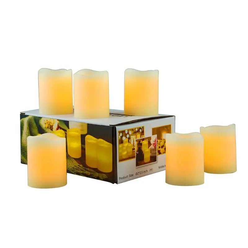 

6pcs Flameless Candles Battery Operated Optical Fiber Wick Flickering LED Electric Tea Light Wedding Christmas Decor