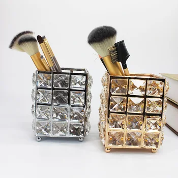 

European Crystal Makeup Brush Holder Organizer Eyebrow Pencil Makeup Box Dressing Table Storage Makeup Organizers Cosmetic Box
