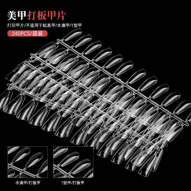 240PCS Nail Display Tips, Clear Fake Acrylic Nail Tips for Practice Foldable Flat-Back Pointed False Nail Art Display,Y7676-6778