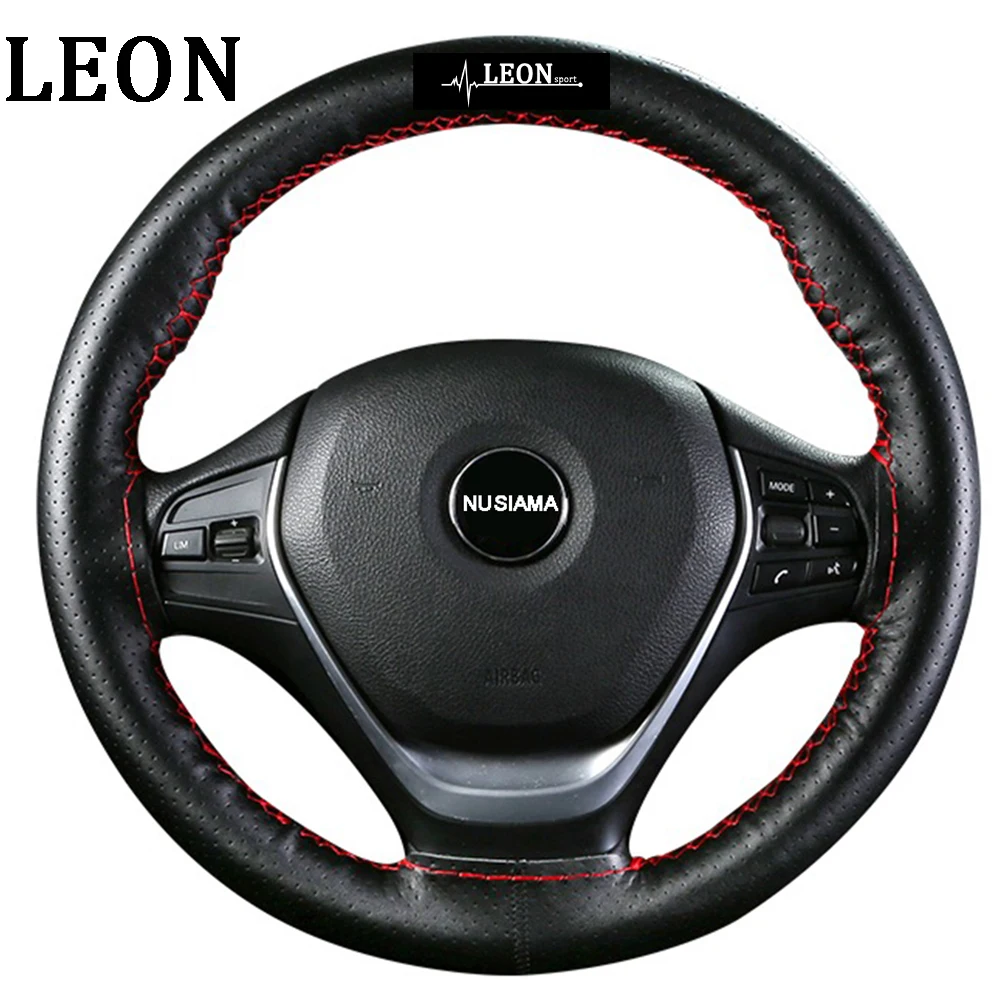 Кожаный чехол рулевого колеса автомобиля для Seat leon mk3 fr 5f 2 mk2 1p 1 m 1 mk1 3 детали для значков Авто Крышка рулевого колеса аксессуары