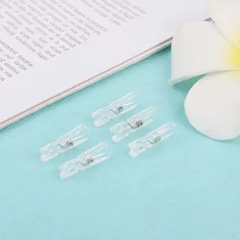 

20Pcs 25mm Mini Spring Clear Transparent Clips Clothes Photo Paper Peg Party Home Decoration H7EC