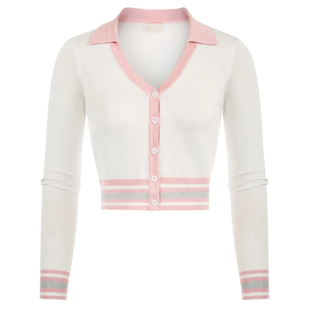 Belle-Chaqueta de punto con cuello de solapa para mujer, cárdigan de Color contrastante, cuello en V, botones, Tops suaves de primavera
