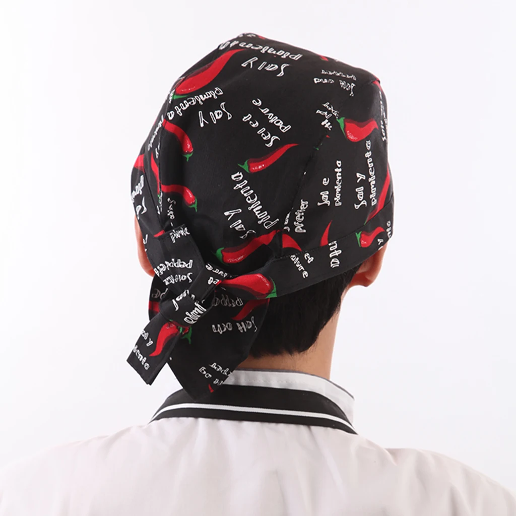 

1 Piece Unisex Catering Chef's Cap Headwrap Bandana Hat Head Do Tied Caps