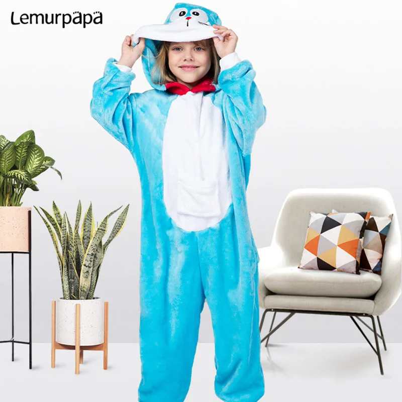 Doraemon Child Kigurumis Sleepwear Onesies Cartoon Girl Boy Party Homewear Cosplay Jumpsuit Onepiece Children Costume Clothing