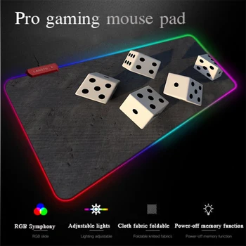 

Yuzuoan 90X40 XXL Computer Mouse Pad Dice Fashion LED 7 Colorful Oversized RGB Gaming Mouse Pad Locking-Edge Waterproof Desk Mat