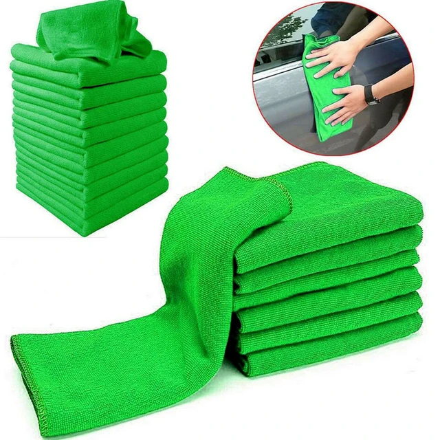 10Pcs Vert Voiture Nettoyage Chiffon Microfibre Nettoyage Auto