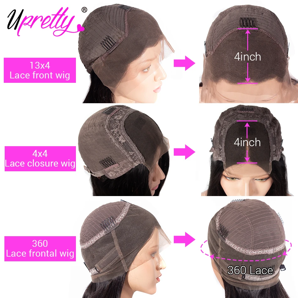 Парик на сетке Upretty Hair 4x4 прямой парик спереди предварительно выщипанный 360