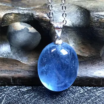 

Real Natural Ocean Blue Aquamarine Pendant Necklace For Woman Man Crystal 925 Silver Chains 16x13x8mm Beads Stone Jewelry AAAAA