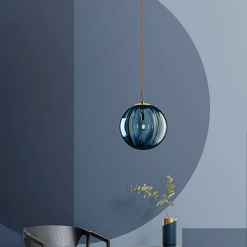 Postmodern LED Colorful Glass Pendant Lights Lighting Nordic Cafe Bar Loft Living Room Lamp Bedroom Bedside Decor Light Fixtures