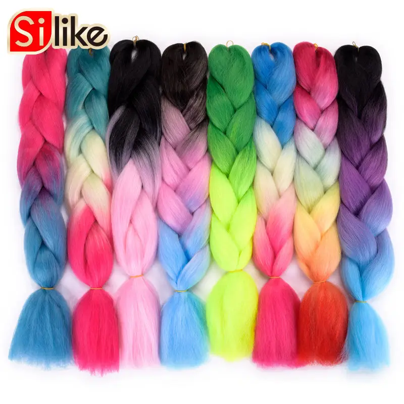 Silike 2packs/lot Easy Braiding Jumbo Braids Braiding Hair ROTECTIVE STYLE  LIGHTWEIGHT  24 Inch Synthetic Hair Extensions