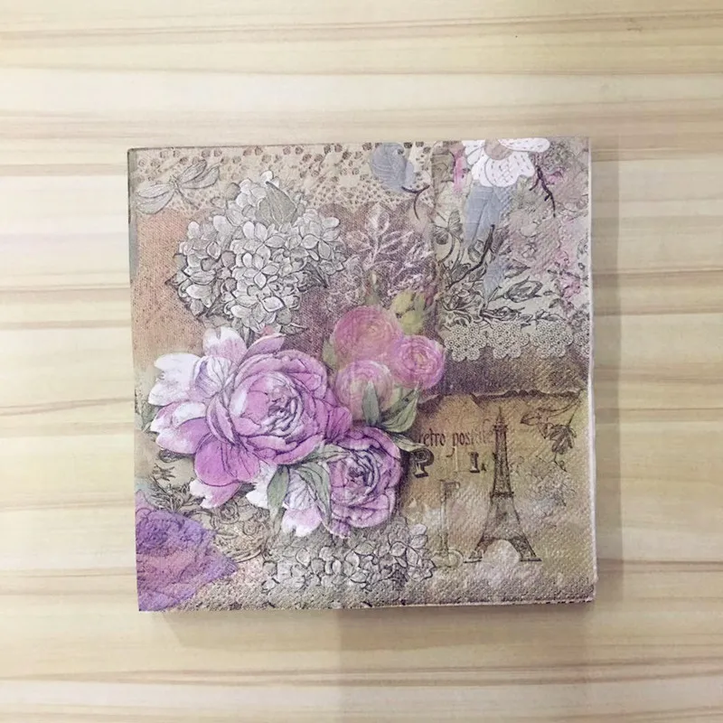 20 шт./упак. 33x33 см новые винтажные бумажные салфетки с цветами для кафе и из ткани