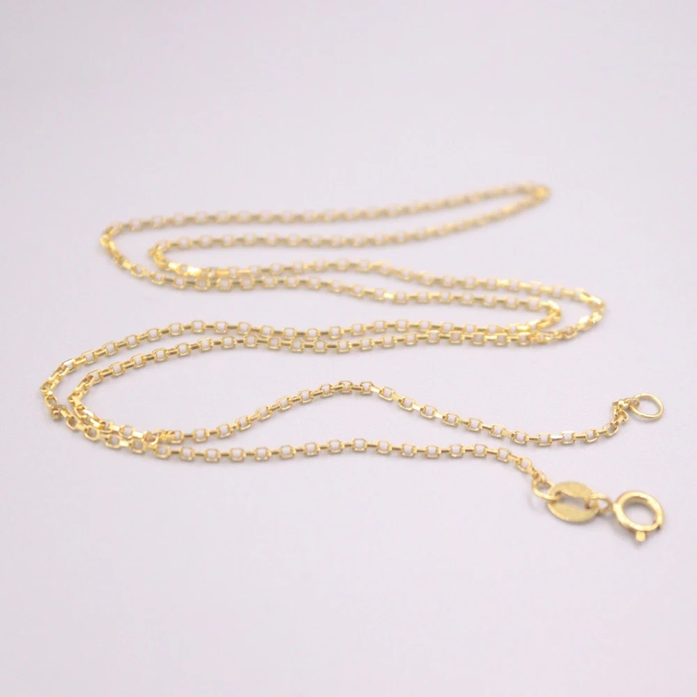 

AU750 Pure 18K Yellow Gold Chain 1mm Wide Rolo Cable Link Necklace 2.6g / 18inch For Women Gift