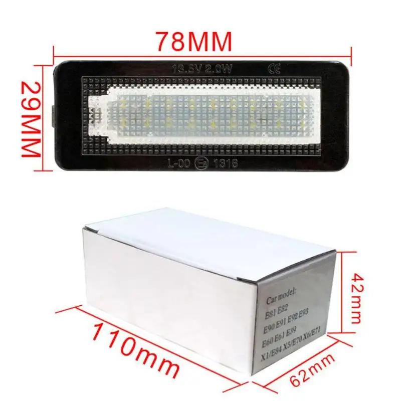 Горячая Распродажа, лампы для номерного знака, энергоэкономичный 3W, 18SMD 6500 K, лампы для номерного знака, белый светильник, упаковка