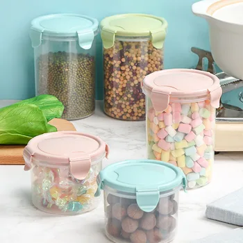 

Sealed Cans Storage Box Household Grain Cans Food Snack Bottles Kitchen Preservation Plastic Transparent Storage Jar