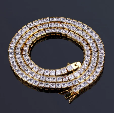Gold Мужские 4 мм 6 мм шикарные хип хоп Iced Out с инкрустацией AAA CZ камень 925 стерлингового серебра теннисная цепочка - Окраска металла: Gold