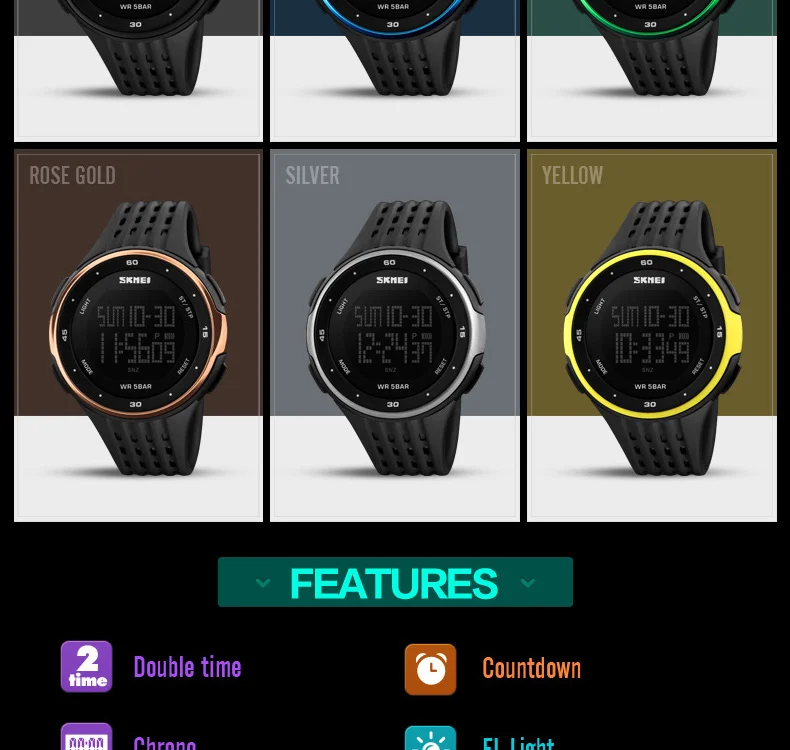 SKMEI Digital Wrist Watches Men Outdoor Sport Watch Chronograph Fashion Clock Top Waterproof Relogio Masculino Man Watch 1219