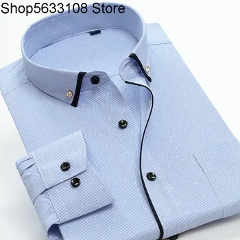 

Big size Loose Version Grid Leisure Long Sleeve Shirt Men Plus Fat Plus Large Size Fat Shirt Fat Man Men's Wear