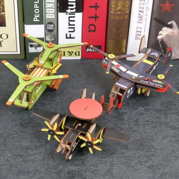

Children's Wooden 3D Aircraft Assembly Diagram Boy's Puzzle Development Puzzle Toy 3D Assembled Aircraft Stereo Puzzle