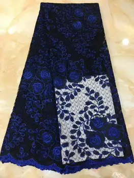 

Soft Latest Embroidered 3d Lace Fabric Royal Blue African Lace Fabric 2019 High Quality Lace Tulle French Lace With 3d Flower