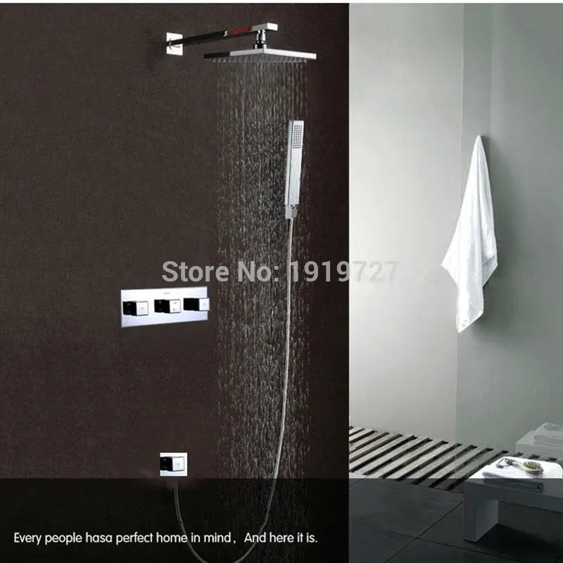 Vidric 10 Inch Rainfall Shower Head And Waterfall 2 Water Functions Work Wall Mounted Bath Shower Faucet Set