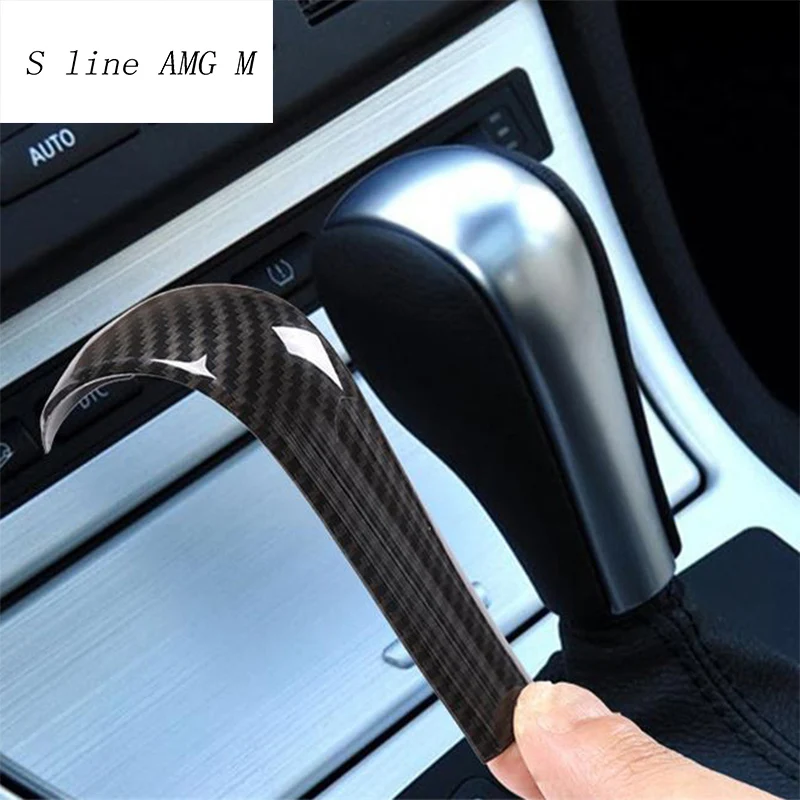 

Car Styling Carbon fiber Gear Shift Handle Sleeve Sticker Cover Trim For BMW 5 series E60 X3 E83 6 series E63 X5 E53 Accessories