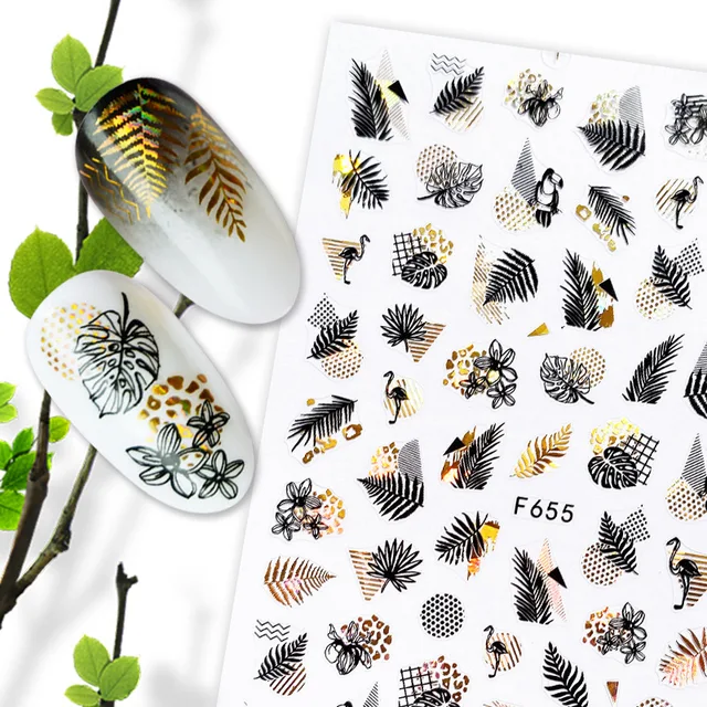 1pcs gold love heart pattern 3D Nail Sticker friuts Design Nails Accessories Fashion Manicure Sticker bg-F655