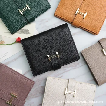 

100% leather First layer cowhide solid color zero Purse New Women's leather hand bag multi card large capacity Wallet