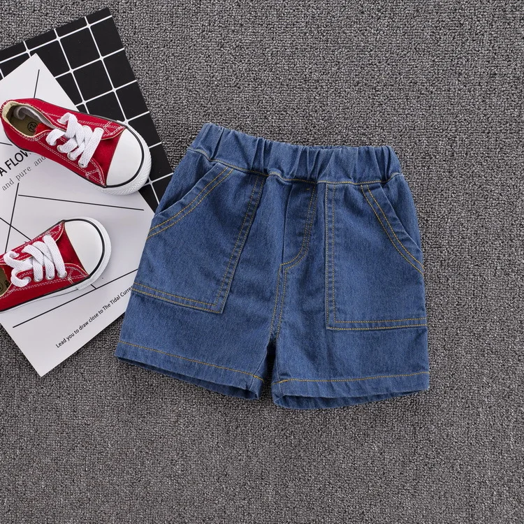 

2019 Summer Children 0-1-3-Year-Old Korean-style Solid Color Can Open Files Shorts Medium Waist Cowboy Children's Pants Fashion
