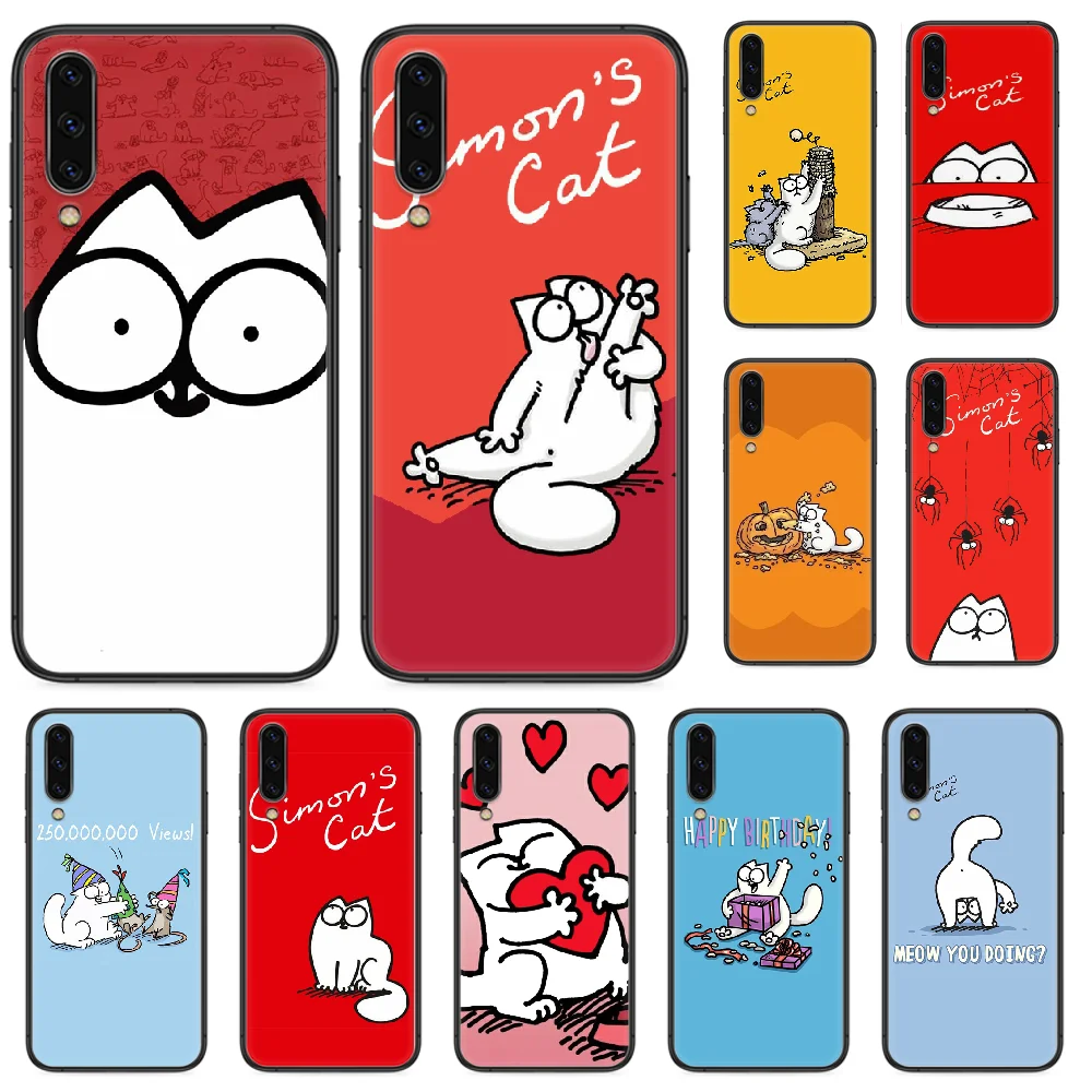 Мультяшный чехол Simons cat для телефона Samsung Galaxy A 5 10 20 3 30 40 50 51 7 70 71 E S 4G 16 17 18 черный