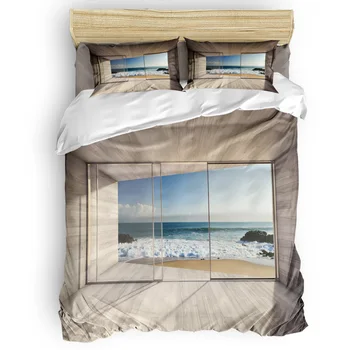 

Sea Waves Windows Duvet Cover Set 2/3/4pcs Bedding Set Bed Sheet Pillowcases Cover Set