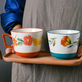 

Nordic Simple Coffee Mug Ceramics Hand Painted Personalised High Capacity Coffee Cup Gift Modern Creative Esspresso Cups DA60MKB