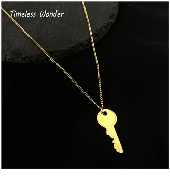 

Timeless Wonder Titanium Key Pendant Chains Necklace Women Stainless Steel Jewelry Gothic Ins Top Gift Trendy Hiphop Choker 7417