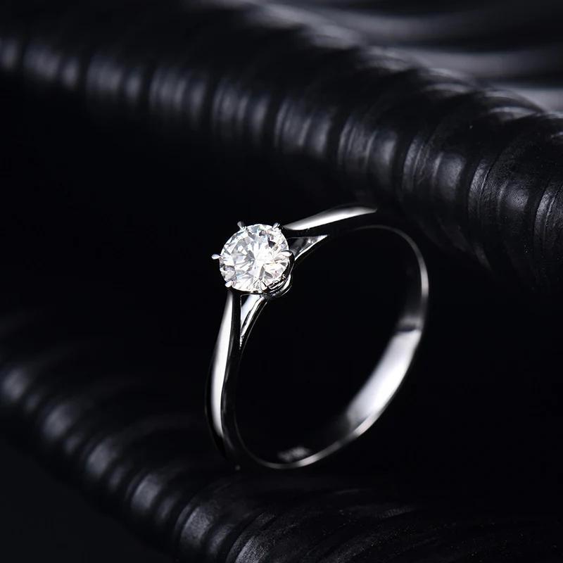 LOVERJEWELRY 14 к Муассанит кольцо для женщин круглой огранки натуральный Муассанит лаборатория Выращенный алмаз из белого золота для женщин обручение подарок
