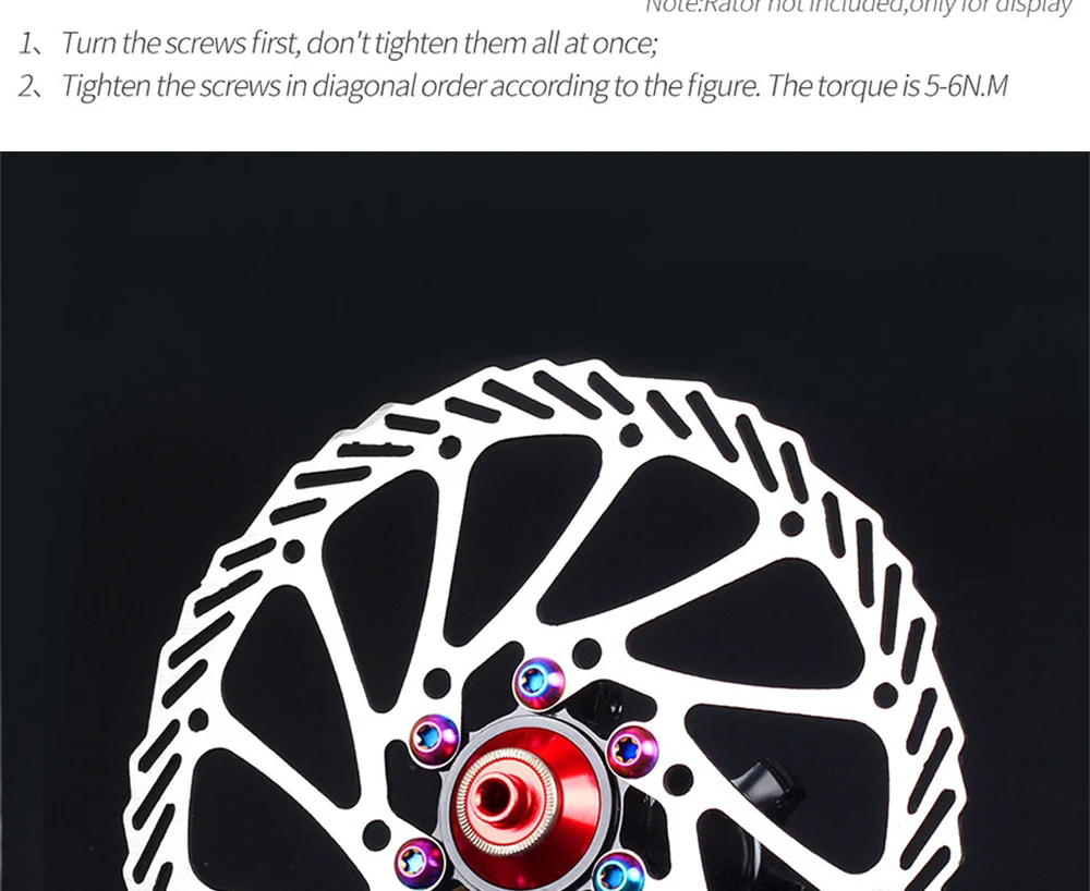 RISK 12Pcs M5x10MM Bicycle Disc Brake Rotor Fixing Bolts TC4 Titanium Bicycle MTB Road Bike Ultralight Brake Screw Cycling Acces