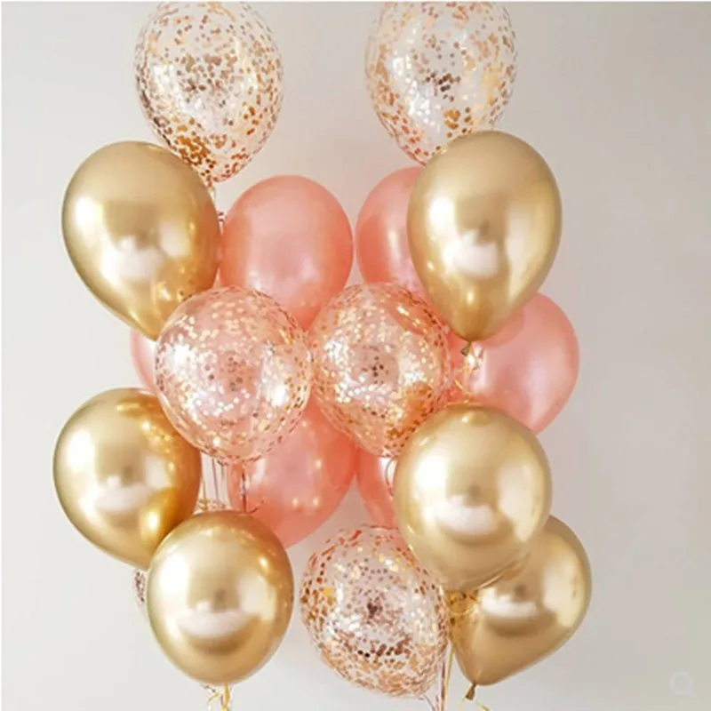 as picture 15pcs of 12" metal gold confetti balloons ink blue white balloon wedding party decoration kids children birthday party supplies - Цвет: as picture