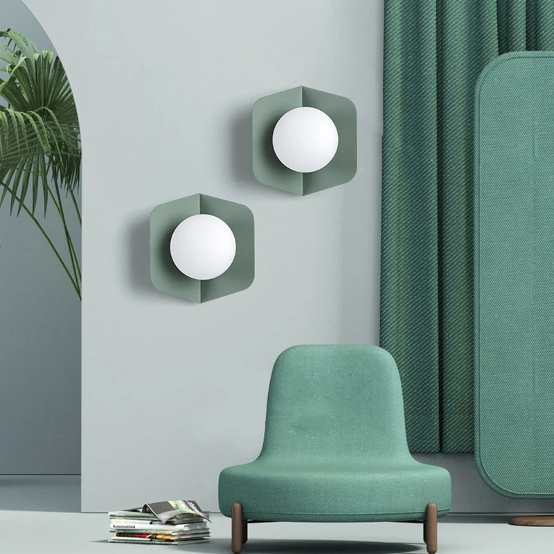 

Modern Wall Lamp LED Wall Sconces Bedside Living Room Aisle Loft Bedside Bedroom Lamp Glass Iron Wall Sconce Light Fixture