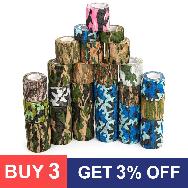 4.5m Camouflage Elastic Bandage Hunt Disguise Elastoplast Wrap Tape Self Adhesive Sports Protector Ankle Knee Finger Arm Bandage