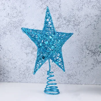 

20cm Christmas Tree Iron Star Topper Glittering Christmas Tree Decoration Ornaments (Blue)