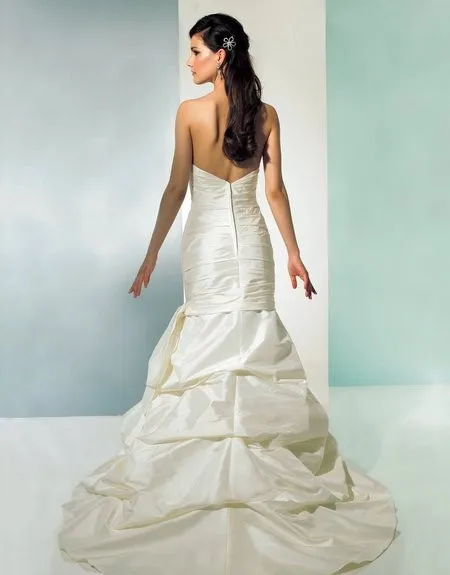 Casamento Декор викторианские платья тафта Русалка Мягкая Милая Открытая спина заниженная талия поезд просвечивается на заказ свадебное платье