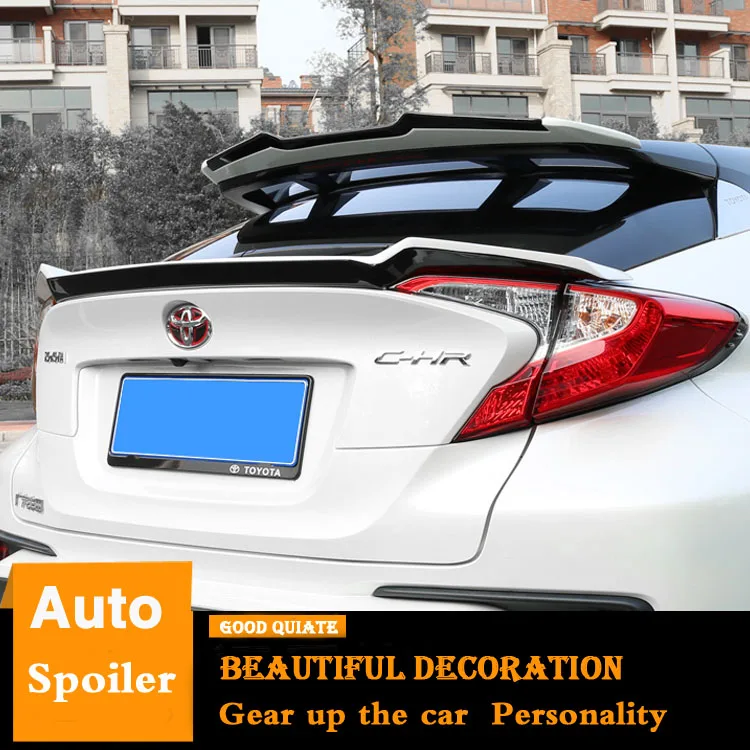 

For Toyota C-HR Spoiler ABS Material Car Rear Wing black/white/red Color Trunk Rear Roof Spoiler Sport For CHR 2018-2019