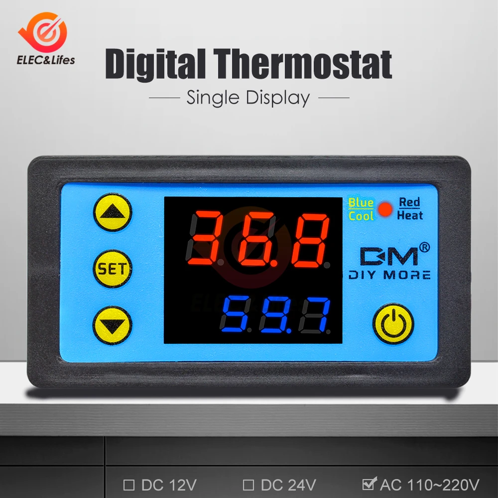 Цифровой регулятор температуры Термостат 220 в 12 В 24 В нагреватель кулер измеритель температуры Терморегулятор для инкубатора
