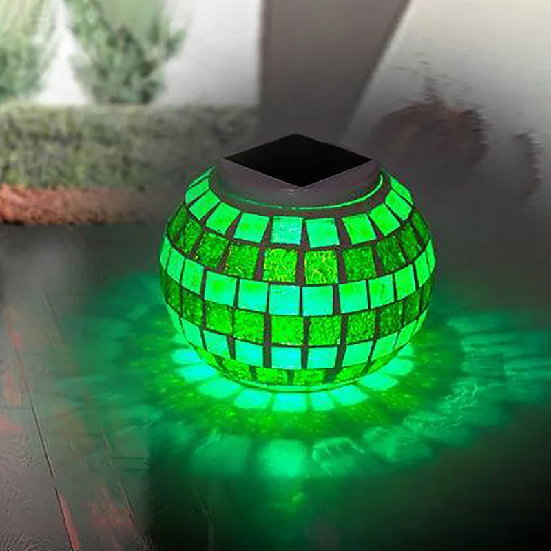

Solar Powered Mosaic Glass Ball Garden Lights Outdoor Waterproof Energy Saving Solar Lawn Light Balcony Lamps Colorful Changing