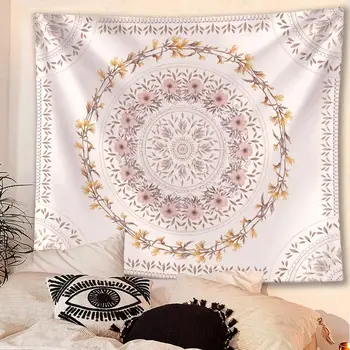 

Mandala Floral Tapestry Cream Wall Decoration European And American Wind Beach Towel Bath Towel Shawl Tapestry Background Wall