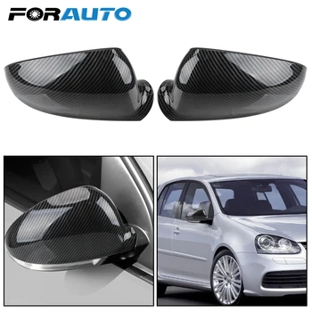 

FORAUTO 2pcs RearView Mirror Case Caps Carbon Fiber Side Wing Mirror Cover For VW Golf 5 MK5 Jetta 2006-2011 Car Accessories