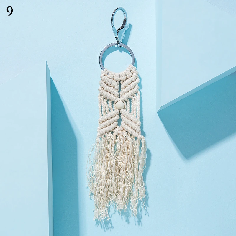 9 Брелоки с кисточками для женщин Boho брелок Крепление Сумка из макраме llaveros Шарм автомобиль Висячие украшения подарок для друзей Прямая - Цвет: 9