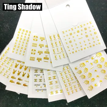 

Ting shadow 10pcs designer brand metal nail stickers